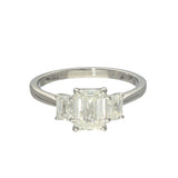18ct White Gold 1.54ct Laboratory-Grown Emerald Cut Diamond Trilogy Ring