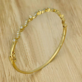 18ct Yellow Gold Wave Vintage Style Diamond Bangle