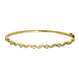 18ct Yellow Gold Wave Vintage Style Diamond Bangle