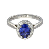 Platinum 1.35ct Oval Sapphire & Diamond Halo Ring
