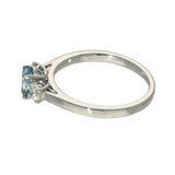 Platinum Oval 0.42ct Aquamarine & Diamond Trilogy Ring