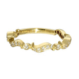 18ct Yellow Gold 0.30ct Old Cut Diamond Wave Vintage Style Eternity Ring