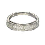 Platinum 1.45ct Emerald Cut Diamond Bezel Set Half Eternity Ring