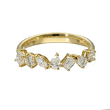 18ct Yellow Gold 0.82ct Total Mix Cut Diamond 7 Stone Ring