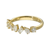 18ct Yellow Gold 0.82ct Total Mix Cut Diamond 7 Stone Ring
