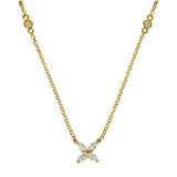 18ct Yellow Gold 0.37ct Diamond Marquise Flower Butterfly Necklace