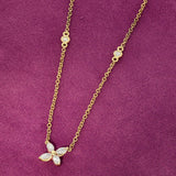 18ct Yellow Gold 0.37ct Diamond Marquise Flower Butterfly Necklace