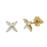 18ct Yellow Gold 0.55ct Diamond Marquise Flower Butterfly Stud Earrings
