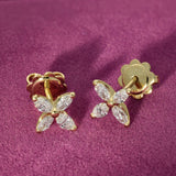 18ct Yellow Gold 0.55ct Diamond Marquise Flower Butterfly Stud Earrings
