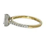 9ct Yellow Gold Laboratory-Grown 1ct Emerald Cut Diamond Solitaire Shoulders Ring
