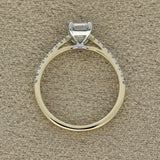 9ct Yellow Gold Laboratory-Grown 1ct Emerald Cut Diamond Solitaire Shoulders Ring