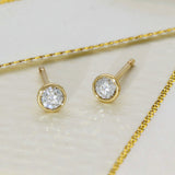 9ct Yellow Gold 0.25ct Round Laboratory-Grown Diamond Bezel Set Stud Earrings