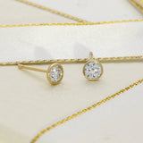 9ct Yellow Gold 0.50ct Round Laboratory-Grown Diamond Bezel Set Stud Earrings