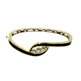 Pre-loved 9ct Yellow Gold Black Enamel & Diamond Bangle
