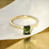18ct Yellow Gold Laboratory-Grown Green Diamond 1ct Emerald Cut Solitaire Ring