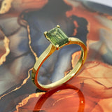 18ct Yellow Gold Laboratory-Grown Green Diamond 1ct Emerald Cut Solitaire Ring