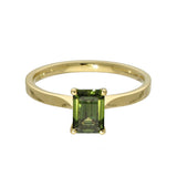 18ct Yellow Gold Laboratory-Grown Green Diamond 1ct Emerald Cut Solitaire Ring