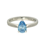 Platinum Laboratory-Grown 1ct Blue Pear Cut Diamond Solitaire Ring