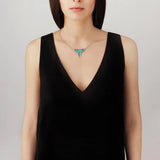 Lalique Terramineral Necklace 3 Crystals Blue Persepolis Crystal & Silver 10831600