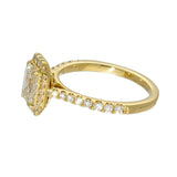 18ct Yellow Gold Laboratory-Grown 1ct Emerald Cut Diamond Halo Shoulders Ring
