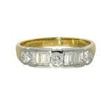18ct Yellow Gold Mix Cut Diamond Rub-Over Half Eternity Ring