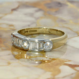18ct Yellow Gold Mix Cut Diamond Rub-Over Half Eternity Ring