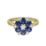 18ct Yellow Gold Sapphire & Diamond Cluster Ring