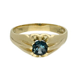 Pre-owned 9ct Yellow Gold & Teal Spinel Gypsy Signet Ring