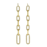9ct Yellow Gold Pave Diamond Paperclip Drop Earrings