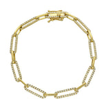9ct Yellow Gold 1.40ct Pave Diamond Paperclip Link Bracelet