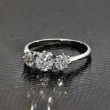 Antique 18ct White Gold 1.19ct Old Cut Diamond Trilogy Ring