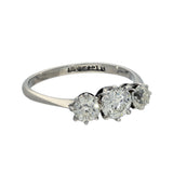 Antique 18ct White Gold 1.19ct Old Cut Diamond Trilogy Ring