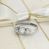 Antique 18ct White Gold 1.19ct Old Cut Diamond Trilogy Ring