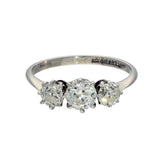 Antique 18ct White Gold 1.19ct Old Cut Diamond Trilogy Ring