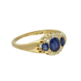Antique 18ct Yellow Gold Sapphire and Diamond Cluster Ring c.1893