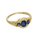 Antique 18ct Yellow Gold Sapphire and Diamond Cluster Ring c.1893