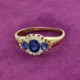 Antique 18ct Yellow Gold Sapphire and Diamond Cluster Ring c.1893