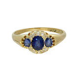 Antique 18ct Yellow Gold Sapphire and Diamond Cluster Ring c.1893
