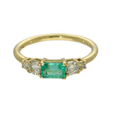 Pre-owned 18ct Yellow Gold Emerald & Diamond Dress Ring