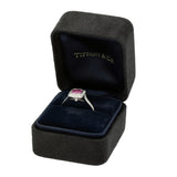 Pre-loved Platinum Tiffany & Co Legacy Pink Sapphire & Diamond Halo Ring