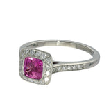 Pre-loved Platinum Tiffany & Co Legacy Pink Sapphire & Diamond Halo Ring