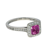 Pre-loved Platinum Tiffany & Co Legacy Pink Sapphire & Diamond Halo Ring
