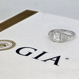 Platinum 1.00ct G SI1 Certificated Emerald Cut Diamond Art Deco Style Ring