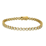18ct Yellow Gold Bezel Set 6.00ct Laboratory-Grown Diamond Tennis Bracelet