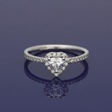 Pre-loved 18ct White Gold Certificated Heart Shape Diamond Halo Ring