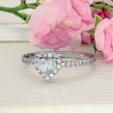 Pre-loved 18ct White Gold Certificated Heart Shape Diamond Halo Ring
