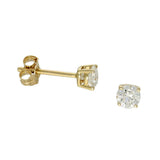 9ct Yellow Gold Claw Set Laboratory-Grown Diamond Stud Earrings - 0.50ct
