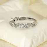 Platinum Milgrain Edge Wave & Dot 0.58ct Diamond Half Eternity Ring