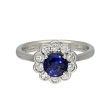 Platinum Sapphire & Diamond Daisy Cluster Ring