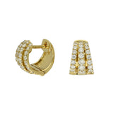 18ct Yellow Gold 0.51ct Diamond Triple Row Small Huggie Hoop Earrings